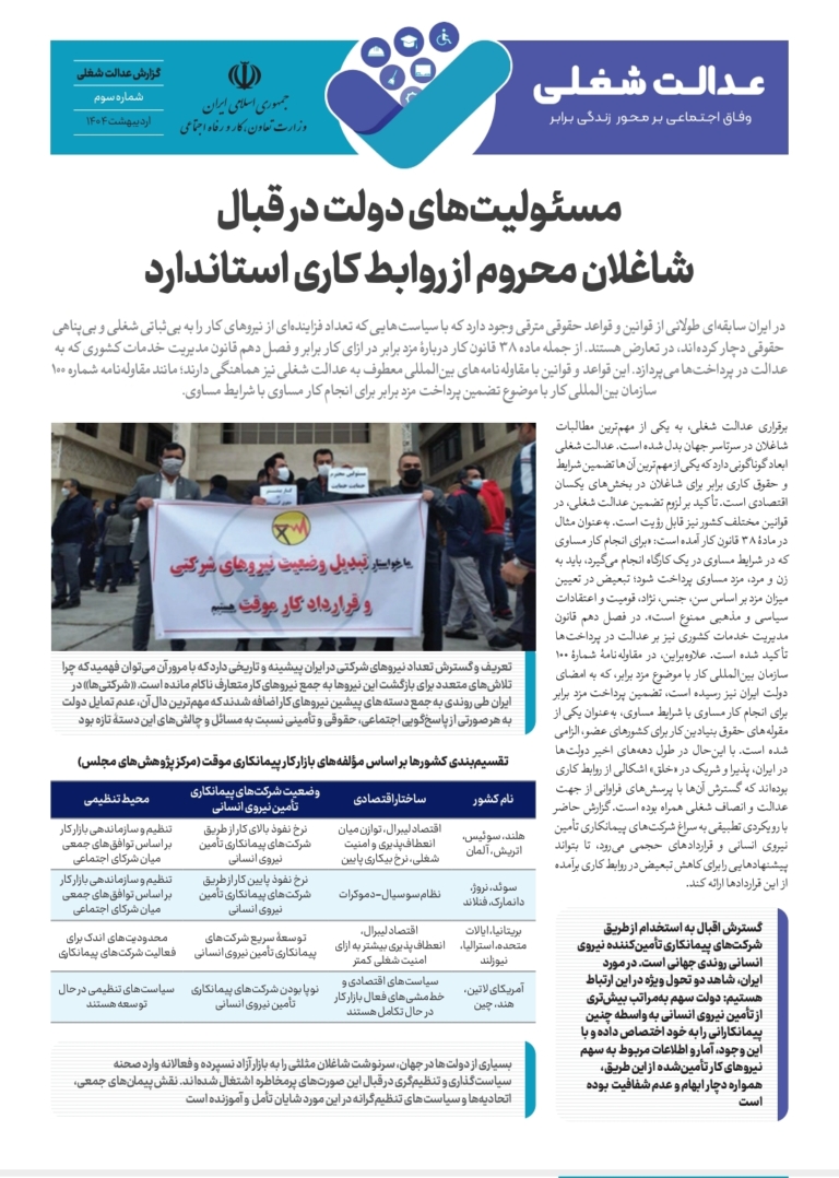 سومین گزارش سیاستی عدالت شغلی منتشر شد