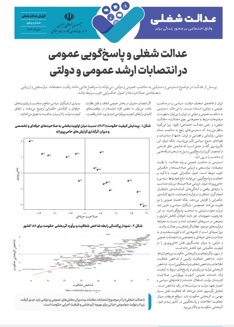 پنجمین گزارش سیاستی عدالت شغلی منتشر شد